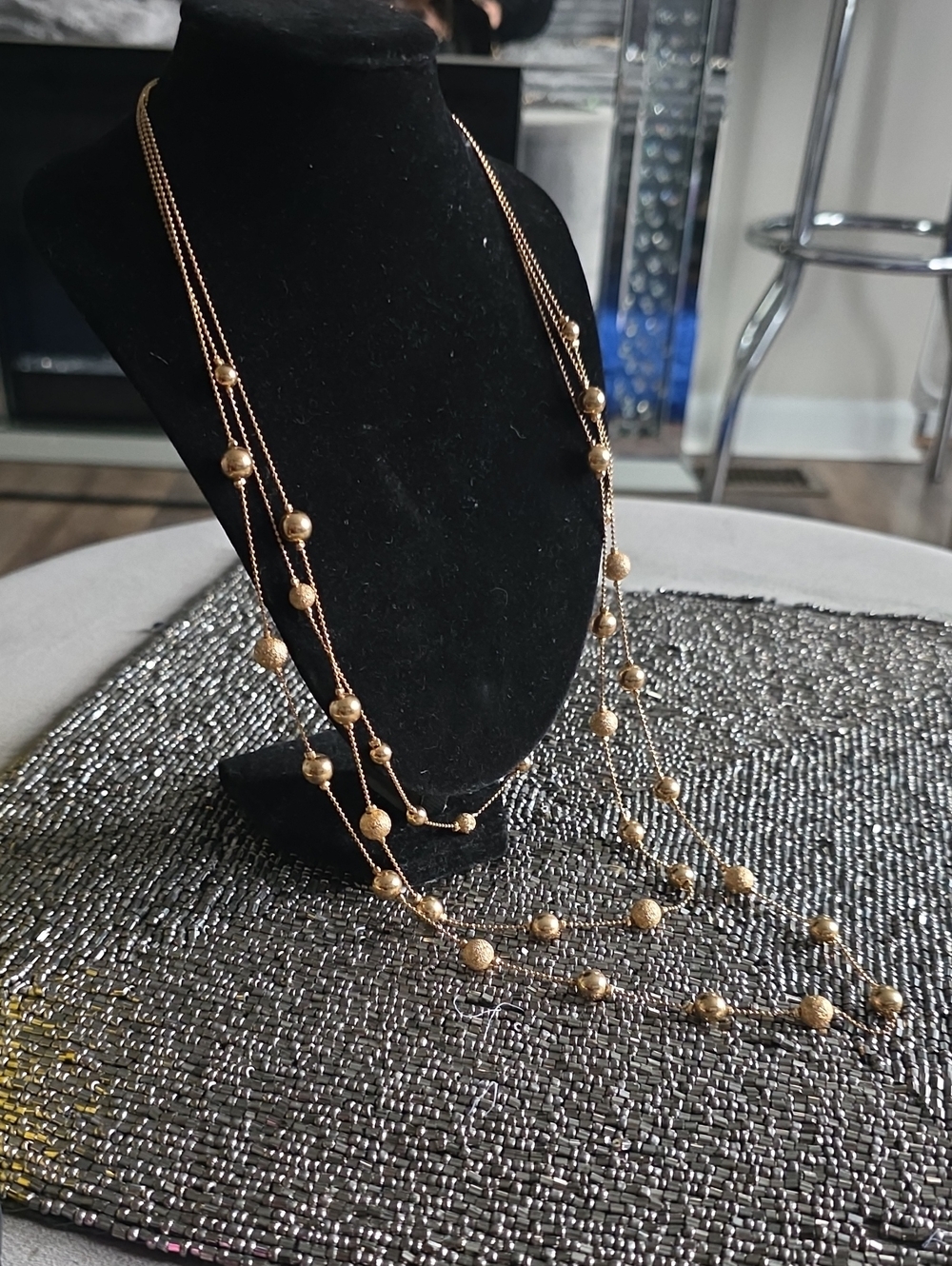 Charming Charlie Gold Multi-Strand Beaded Necklace
